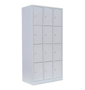 Schließfachschrank 520430, Metall, 3 Abteile mit 12 Fächern, abschließbar, 88,5x180cm (BxH), lichtgrau