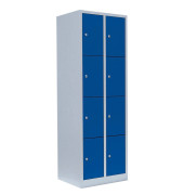 Schließfachschrank 520421, Metall, 2 Abteile mit 8 Fächern, abschließbar, 60x180cm (BxH), blau