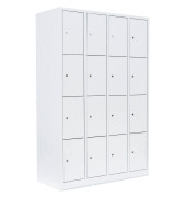 Schließfachschrank 520447, Metall, 4 Abteile mit 16 Fächern, abschließbar, 117x180cm (BxH), weiß