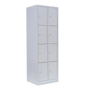 Schließfachschrank 520420, Metall, 2 Abteile mit 8 Fächern, abschließbar, 60x180cm (BxH), lichtgrau