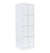 Schließfachschrank 520427, Metall, 2 Abteile mit 8 Fächern, abschließbar, 60x180cm (BxH), weiß
