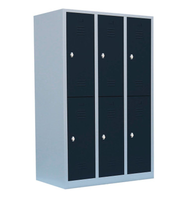 Spind 523238, Metall, 3 Abteile mit 6 Fächern, 118,5x180cm (BxH), anthrazit