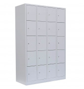 Schließfachschrank 520540, Metall, 4 Abteile mit 20 Fächern, abschließbar, 117x180cm (BxH), lichtgrau