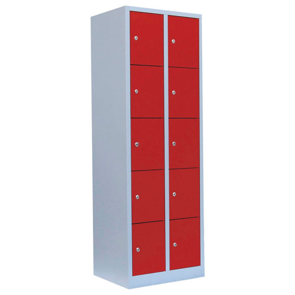 4061815518407 - Schließfachschrank 520524 Metall 2 Abteile mit 10 Fächern abschließbar 60x180cm (BxH) rot 4061815518407 LÜLLMANN 4061815518407 - Schließfachschrank 520524 Metall 2 Abteile mit 10 Fächern abschließbar 60x180cm (BxH) rot 4061815518407 LÜLLMANN