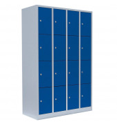Schließfachschrank 520441, Metall, 4 Abteile mit 16 Fächern, abschließbar, 117x180cm (BxH), blau
