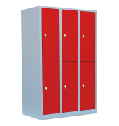 Spind 523234, Metall, 3 Abteile mit 6 Fächern, 118,5x180cm (BxH), rot
