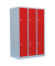 Spind 523234, Metall, 3 Abteile mit 6 Fächern, 118,5x180cm (BxH), rot