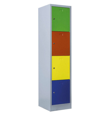 Schließfachschrank 523412, Metall, 1 Abteil mit 4 Fächern, abschließbar, 41,5x180cm (BxH), bunt