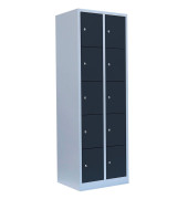 Schließfachschrank 520528, Metall, 2 Abteile mit 10 Fächern, abschließbar, 60x180cm (BxH), anthrazit