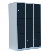 Schließfachschrank 523338, Metall, 3 Abteile mit 9 Fächern, abschließbar, 118,5x180cm (BxH), anthrazit