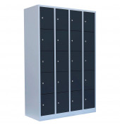 Schließfachschrank 520548, Metall, 4 Abteile mit 20 Fächern, abschließbar, 117x180cm (BxH), anthrazit