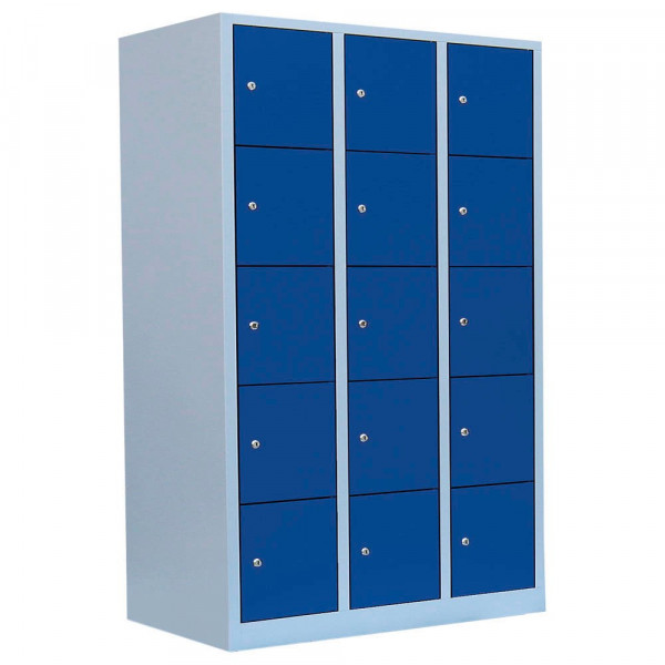 4061815519954 - Schließfachschrank 523531 Metall 3 Abteile mit 15 Fächern abschließbar 1185x180cm (BxH) blau 4061815519954 LÜLLMANN