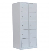 Schließfachschrank 523520, Metall, 2 Abteile mit 10 Fächern, abschließbar, 80x180cm (BxH), lichtgrau