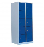 Schließfachschrank 523521, Metall, 2 Abteile mit 10 Fächern, abschließbar, 80x180cm (BxH), blau