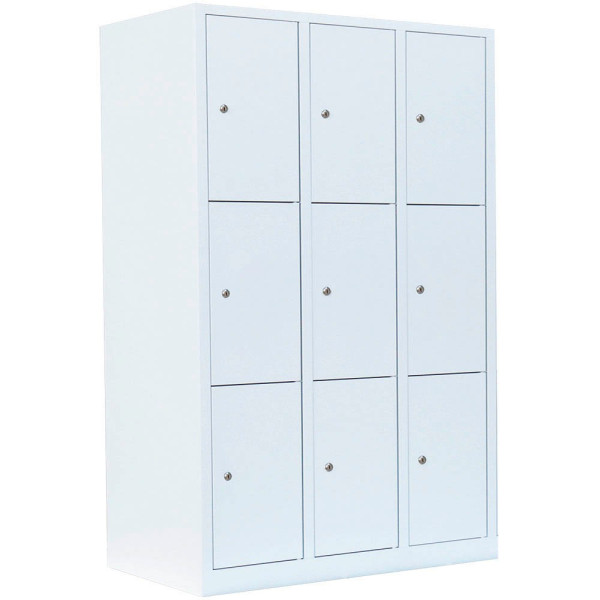4061815519206 - Schließfachschrank 523337 Metall 3 Abteile mit 9 Fächern abschließbar 1185x180cm (BxH) weiß 4061815519206 LÜLLMANN 4061815519206 - Schließfachschrank 523337 Metall 3 Abteile mit 9 Fächern abschließbar 1185x180cm (BxH) weiß 4061815519206 LÜLLMANN
