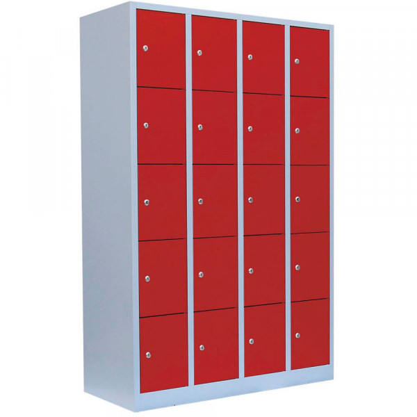 4061815518605 - Schließfachschrank 520544 Metall 4 Abteile mit 20 Fächern abschließbar 117x180cm (BxH) rot 4061815518605 LÜLLMANN 4061815518605 - Schließfachschrank 520544 Metall 4 Abteile mit 20 Fächern abschließbar 117x180cm (BxH) rot 4061815518605 LÜLLMANN