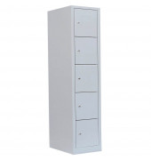 Schließfachschrank 523510, Metall, 1 Abteil mit 5 Fächern, abschließbar, 41,5x180cm (BxH), lichtgrau