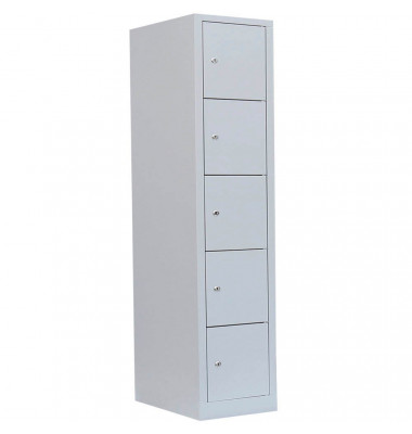 Schließfachschrank 523510, Metall, 1 Abteil mit 5 Fächern, abschließbar, 41,5x180cm (BxH), lichtgrau