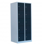 Schließfachschrank 523528, Metall, 2 Abteile mit 10 Fächern, abschließbar, 80x180cm (BxH), anthrazit