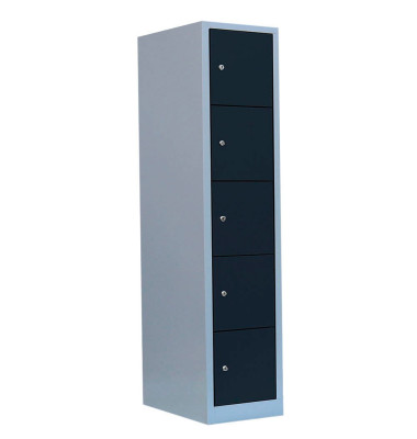 Schließfachschrank 523518, Metall, 1 Abteil mit 5 Fächern, abschließbar, 41,5x180cm (BxH), anthrazit