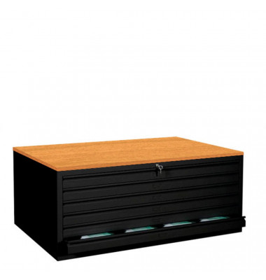 Planschrank 565119, Stahl abschließbar, 6 Schubladen, A1, 113,5 x 60,5 x 83,5 cm, schwarz