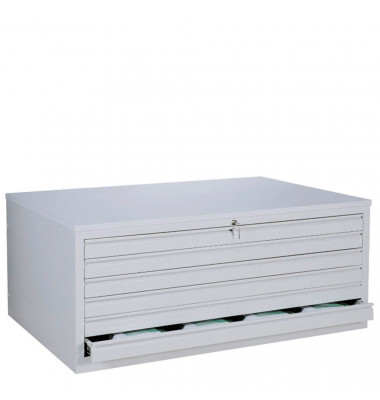 Planschrank 565310, Stahl abschließbar, 6 Schubladen, A0, 140,5 x 60,5 x 95,5 cm, lichtgrau