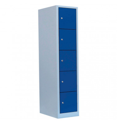 Schließfachschrank 523511, Metall, 1 Abteil mit 5 Fächern, abschließbar, 41,5x180cm (BxH), blau