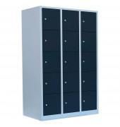 Schließfachschrank 523538, Metall, 3 Abteile mit 15 Fächern, abschließbar, 118,5x180cm (BxH), anthrazit