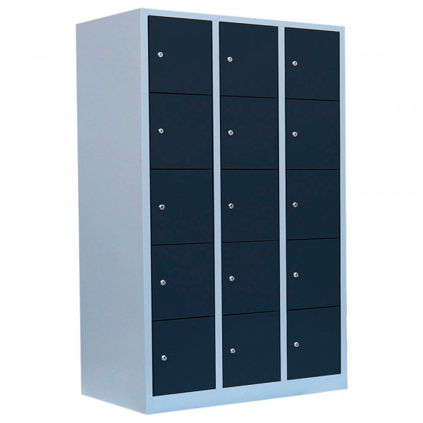 4061815519985 - Schließfachschrank 523538 Metall 3 Abteile mit 15 Fächern abschließbar 1185x180cm (BxH) anthrazit 4061815519985 LÜLLMANN