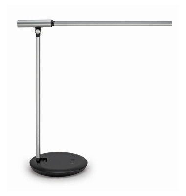 LED-Schreibtischlampe MAULrubia, silber/schwarz, mit Standfuß, dimmbar