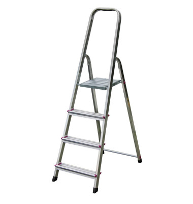Stehleiter 000705 CORDA, 1 x 4 Stufen, silber, Aluminium