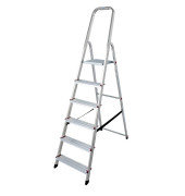 Stehleiter 000736 CORDA, 1 x 6 Stufen, silber, Aluminium