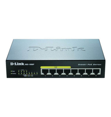 Netzwerk Switch RJ45 D-Link DGS-1008P 8 Port 1 Gbit/s PoE-Funktion