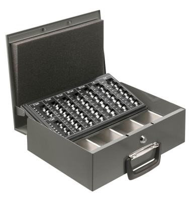Geldkassette 853 anthrazit 355x275x102mm mit Griff vorn Geldkassette 853 anthrazit 355x275x102mm mit Griff vorn
