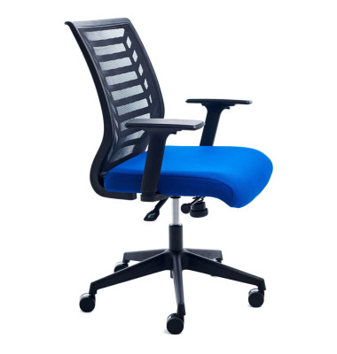 B&uuml;rostuhl , blau / schwarz, mit Armlehnen, bis 100kg, ohne Kopfst&uuml;tze
