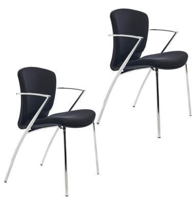 Besucherstuhl , schwarz / chrom, mit Armlehnen, 4-Fuß-Gestell