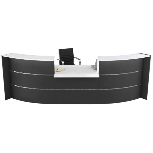 4044917435285 - Große Bogen-Empfangstheke Faro mit Niedrigmodul Kabelführung B 3240 x T 1230 x 1120 mm anthrazit anthrazit