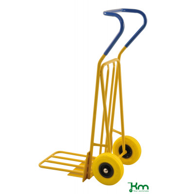 Karren KM104-HPF, Gep&auml;ck- & Sackkarre, 560x780x1320mm (BxLxH), bis 250kg belastbar, pannensichere PU-Reifen, gelb