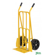 Karren KM104-PL, Gepäck- & Sackkarre, 560x800x1125mm (BxLxH), bis 250kg belastbar, 2 Bockrollen, gelb