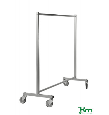 KM113700B, Kleiderst&auml;nderwagen, 600x1700x1690mm (BxLxH), bis 150kg belastbar, 4 Lenkrollen, 2 davon mit Bremse, grau