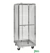 Rollcontainer KM1200B, Sicherheitscontainer, 830x720x1840mm (BxLxH), bis 400kg belastbar, 2 Lenk- und 2 Bockrollen, verzinkt