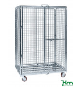 Rollcontainer KM120510B, Sicherheitscontainer, 800x1200x1870mm (BxLxH), bis 600kg belastbar, 2 Lenk- und 2 Bockrollen, verzinkt