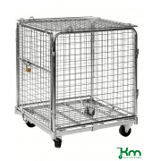 Rollcontainer KM1210, Sicherheitscontainer, 830x720x1000mm (BxLxH), bis 400kg belastbar, 2 Bockrollen, 2 Lenkrollen, verzinkt