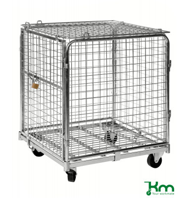 Rollcontainer verzinkt bis 400 kg 2 Bockrollen 2 Lenkrollen 720x830x1000mm KM1210