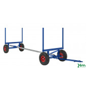 Langgutwagen KM125, 1270x4000x640mm (BxLxH), bis 3500kg belastbar, 4 Bockrollen, blau