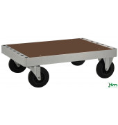 Plattformwagen Serie 100 KM130-2B, 700x1000mm (BxL gesamt), bis 800kg belastbar, 2 Bockrollen, 2 Lenkrollen, mit Bremse, silber