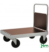 Plattformwagen KM132-3, Serie 100 Plattformwagen, 800x1200x960mm (BxLxH), bis 800kg belastbar, 2 Bockrollen, 2 Lenkrollen, silbe