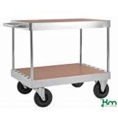 Plattformwagen KM137-1B, Serie 100 Tischwagen, 2 Böden, 600x1035x920mm (BxLxH), bis 800kg belastbar, 2 Bockrollen, 2 Lenkrollen