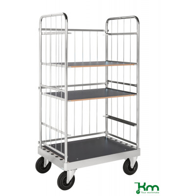 Plattformwagen Serie 100 KM140-2, 700x1000mm (BxL gesamt), bis 800kg belastbar, 2 Bockrollen, 2 Lenkrollen, silber