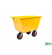 Müllsackständer KM143075, Abfallwagen 200 Liter, 580x1220x820mm (BxLxH), bis 400kg belastbar, 2 Bockrollen, 2 Lenkrollen, gelb